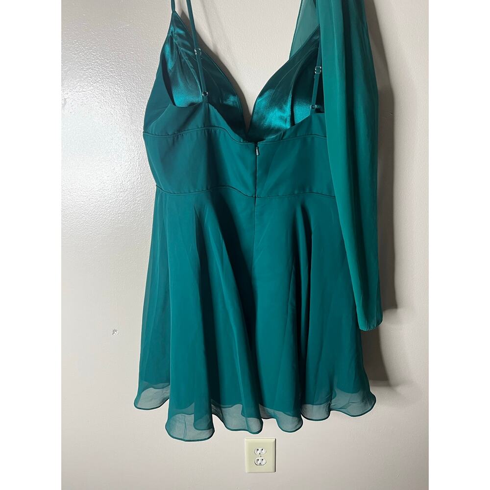 NWT Lucci Lu A-line V Neck Mini Homecoming Dress | Hunter Green -Size 18 - Picture 8 of 8